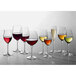 A group of Luigi Bormioli Ricco red wine glasses on a white background.