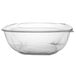 A clear plastic Fineline bowl with a lid.