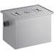 A grey rectangular stainless steel Regency grease trap with 2 non-threaded connections.