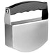 A stainless steel Nemco Mezzaluna knife with a black polyethylene handle.