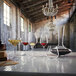 A Luigi Bormioli Chianti wine glass filled with red wine on a table with other wine glasses.