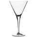 A Luigi Bormioli Michelangelo martini glass with a clear stem and base.