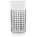 A close-up of a Luigi Bormioli Elixir highball glass with a diamond pattern.