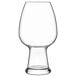 A clear Luigi Bormioli Birrateque wheat glass with a white background.