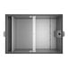 A top view of a white rectangular metal box with a door open.