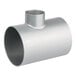 A stainless steel pipe with a hole.