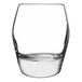 A Luigi Bormioli Atelier liqueur glass filled with water on a white background.