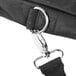 close-up of a black strap with a metal clasp