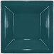 A square blue bowl with a white center.