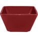 An International Tableware square rhubarb bowl with a red interior.