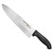 a knife with a black handle