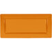 An orange rectangular International Tableware porcelain platter with a wide rim.