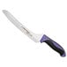 a knife with a black handle
