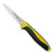 a knife with a yellow handle