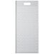 A white rectangular anodized aluminum pizza board with holes.