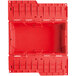 A red Orbis Stack-N-Nest Flipak tote box with a hinged lid.