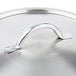 A stainless steel Vollrath Centurion pan cover with a silver handle.