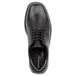 A Rockport Works black leather oxford dress shoe for men with laces.