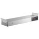 A rectangular silver stainless steel ServIt strip warmer with a toggle button.