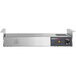 A stainless steel ServIt strip warmer with a black and red rectangular button.