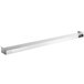 A long metal bar with a stainless steel rectangular box on one end.