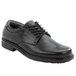 A black Rockport Works men's soft toe oxford dress shoe with laces.