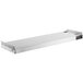 A stainless steel ServIt double strip warmer with a white rectangular object with a button.
