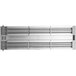 A silver rectangular ServIt strip warmer with many vents on a metal surface.