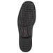 The orange sole of a Rockport Works Ontario black dress shoe.