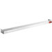 An Avantco stainless steel strip warmer with a red label on a long metal bar.