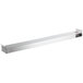 A white rectangular stainless steel ServIt strip warmer with a button.