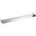 A white rectangular high wattage strip warmer with a long metal handle.