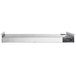 A silver stainless steel ServIt double strip warmer with black toggle controls.