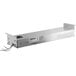 A silver rectangular ServIt strip warmer with wires.