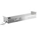 A silver rectangular ServIt strip warmer with wires.