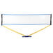 A Triumph multi-sport net with yellow and blue trim.