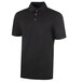 a black polo shirt with a white background