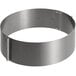 A stainless steel Ateco round cake ring with a metal band.