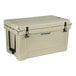 A tan CaterGator outdoor cooler with black handles.