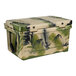 A CaterGator 65 quart outdoor cooler with a camouflage pattern.