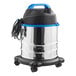 A Lavex wet/dry vacuum cleaner on black wheels with a blue handle.