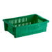 A green Orbis stack-n-nest crate with handles and vented sides.