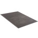 A grey rectangular rug with a white background.