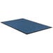A navy blue rectangular rug with a black border.