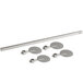 A stainless steel Ateco multi-wheel pastry cutter with four round cutting wheels.