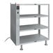 A Hatco Glo-Ray heated metal shelf with three shelves on a counter.