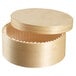 A Solia round wooden baking box with a lid.