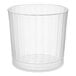 A clear plastic fluted tumbler with a 9 oz. capacity.