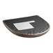 A Lancaster Table & Seating black wood chair with a dark brown cushion and white cover.