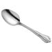 An Acopa Blair stainless steel demitasse spoon with a handle.